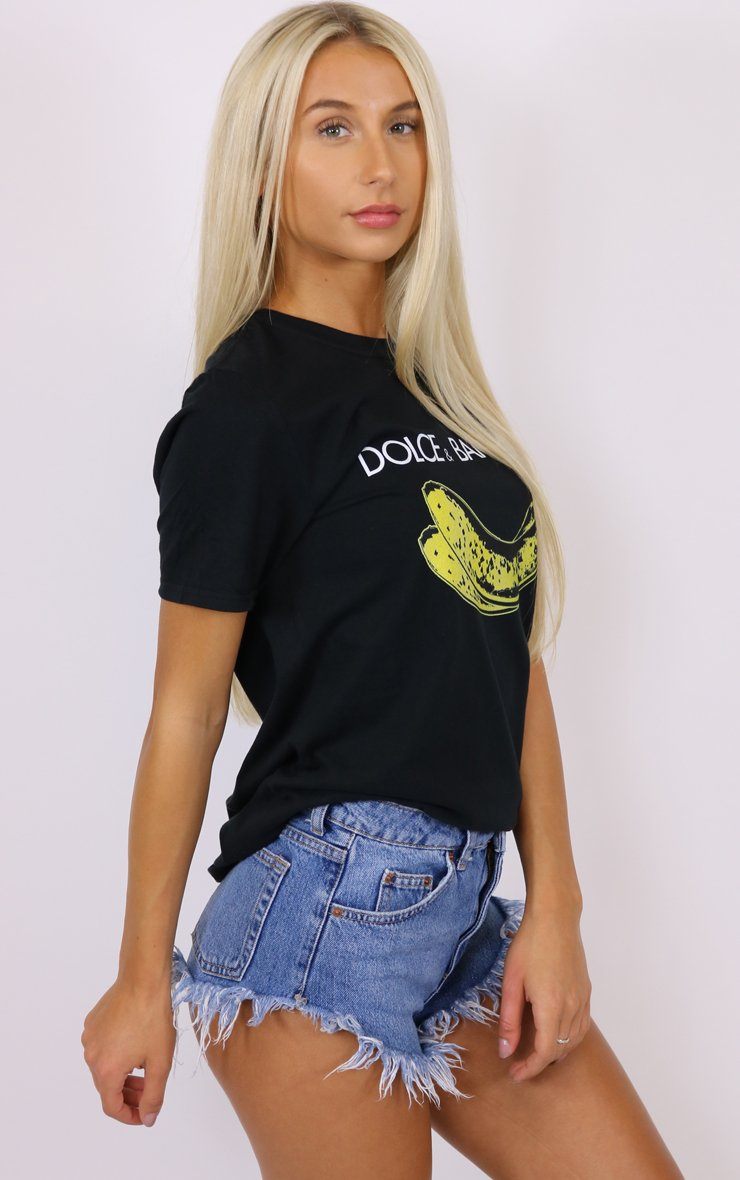 Dolce And Banana Graphic Black T Shirt